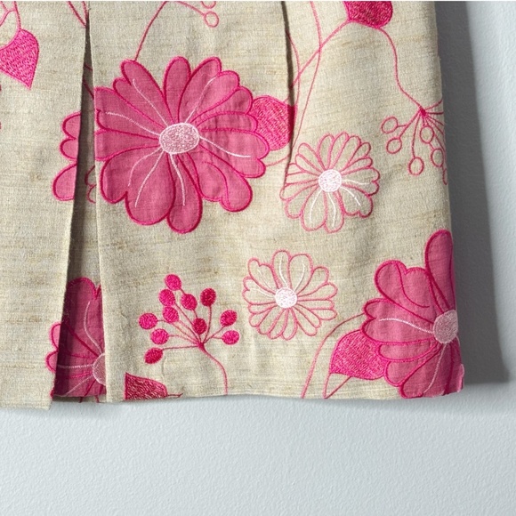 Etcetera Silk Blend Skirt Mini Length Cotton Blend Pink Floral Sand Zip Back 2 - Picture 5 of 11